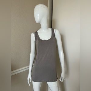 M MADE IN ITALY NWT! Taupe Slinky Viscose Jersey Knit Scoop Neck Tank Top Sz L